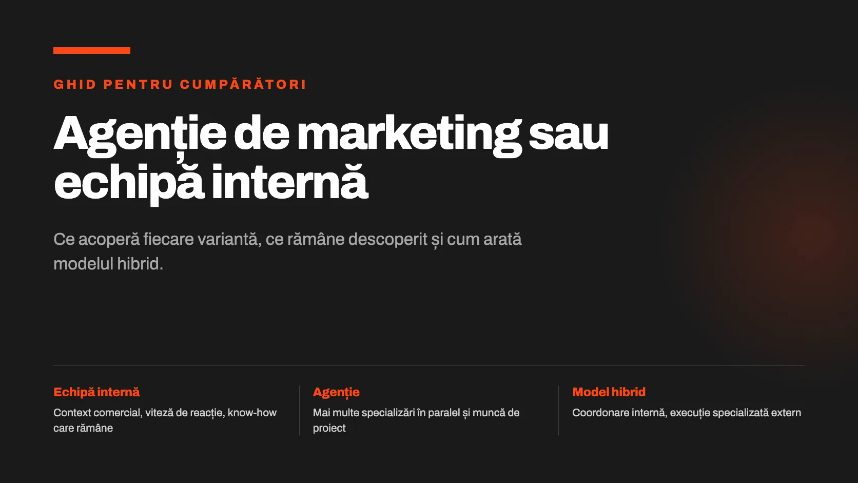 Agenție de marketing, echipă internă sau model hibrid: ce acoperă fiecare variantă