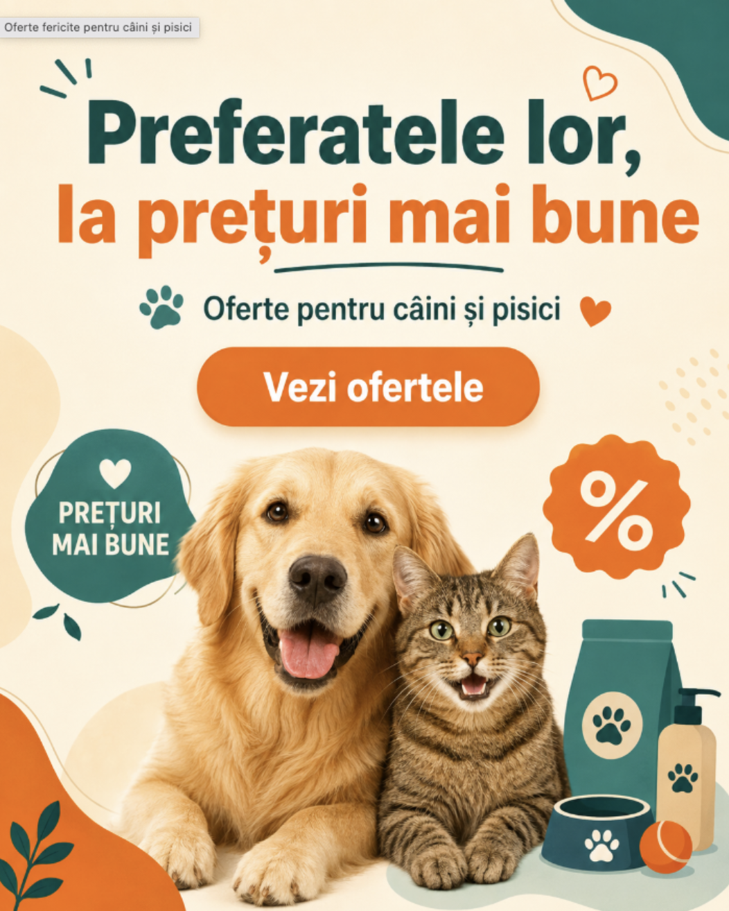 Banner oferte pentru câini și pisici